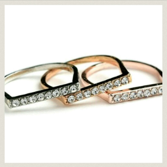 Jewelry - Jewelry | Pave Crystal 18k Gold Tri-Tone Rings