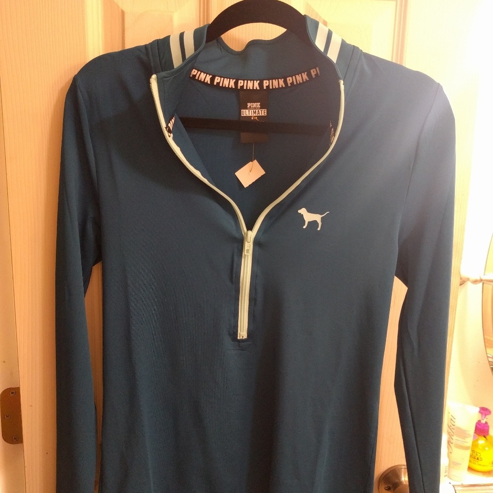 Pink ultimate half zip teal work out jacket SALE