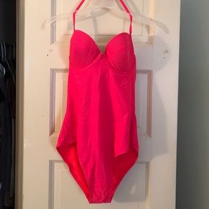Neon pink bathing suit