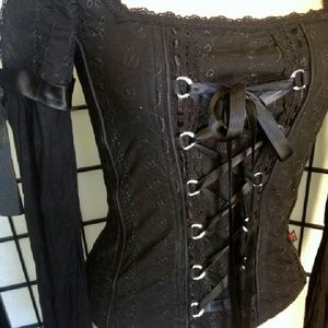 Black Gothic Ribbon Corset Top by Trip NYC