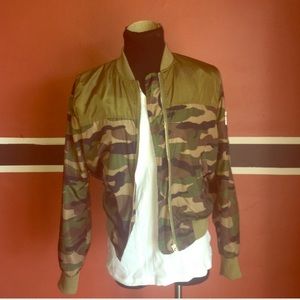 Green army fatigue bomber jacket
