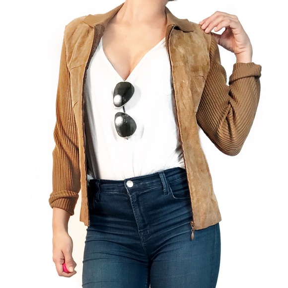 Vintage Jackets & Blazers - Vintage suede and knit jacket