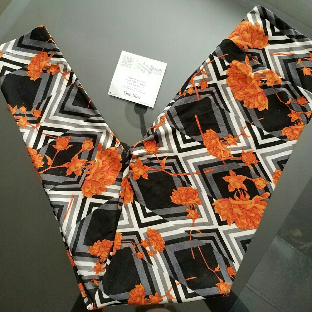 NWT LuLaRoe OS Leggings Unicorn Floral Chevron