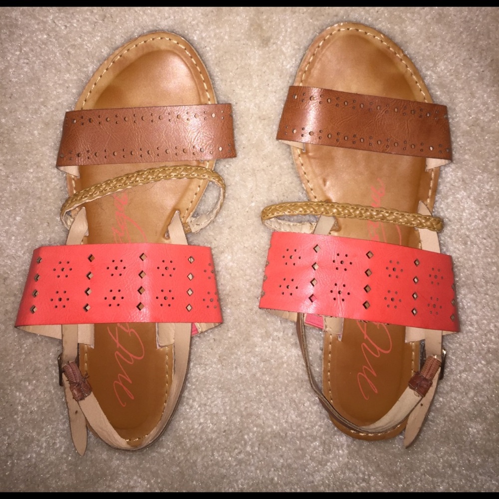 Orange & brown flat sandals