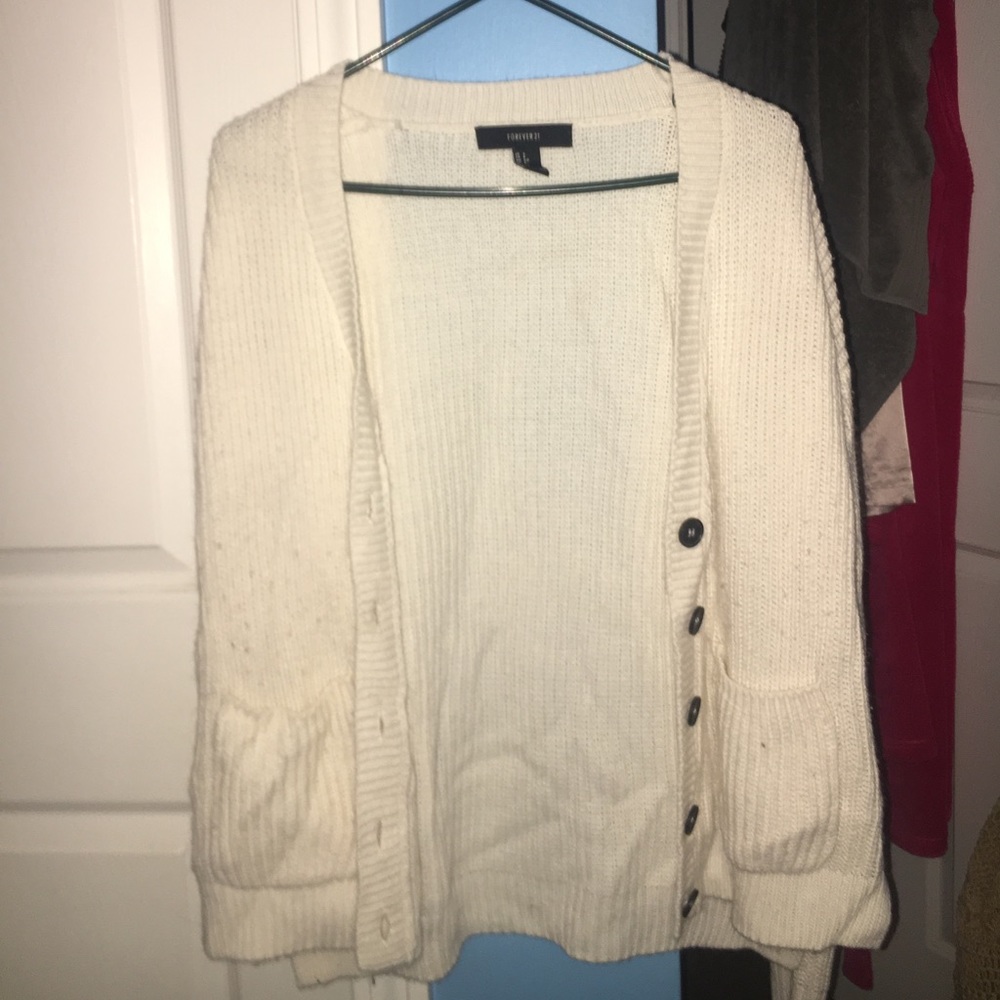 white cardigan