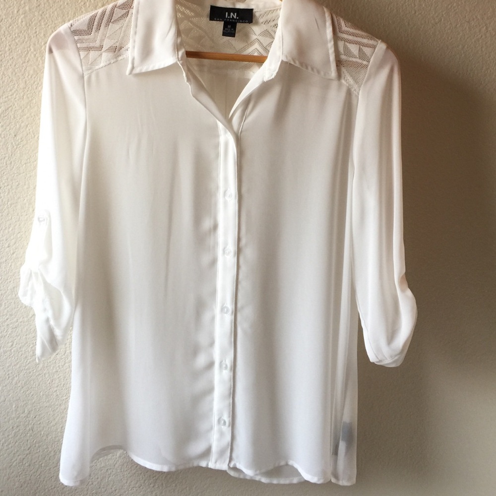I.N. San Francisco white sheer blouse