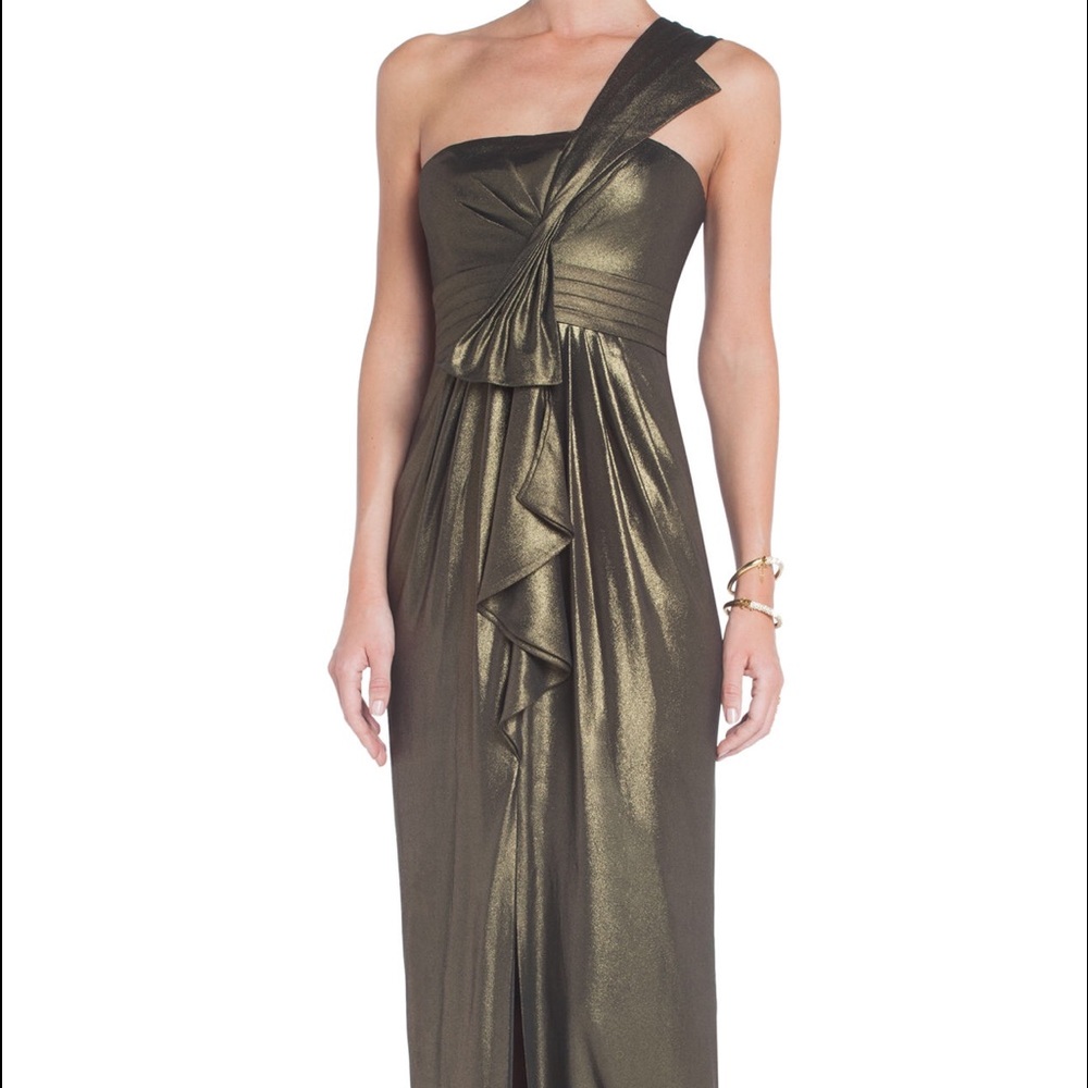 BCBG Barbara One-Shoulder Evening Gown