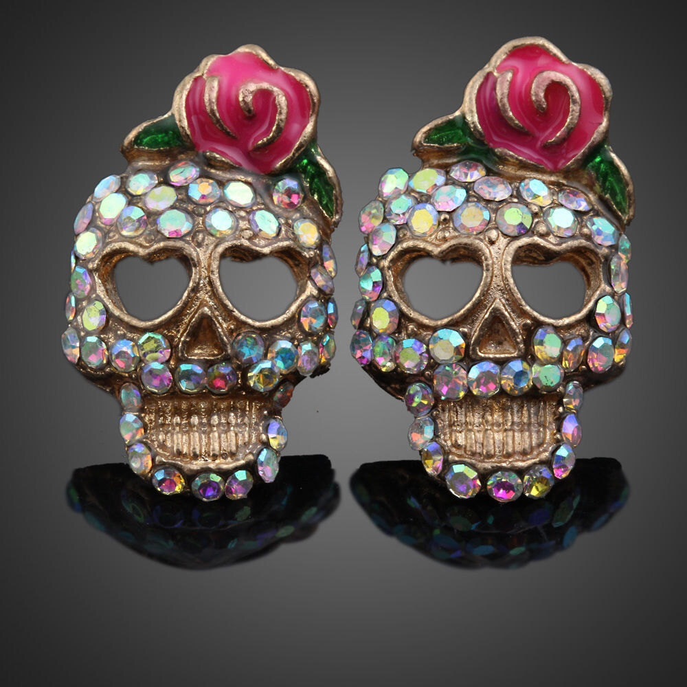 Sugar Skull Stud Earrings - Lady Rider Jewelry