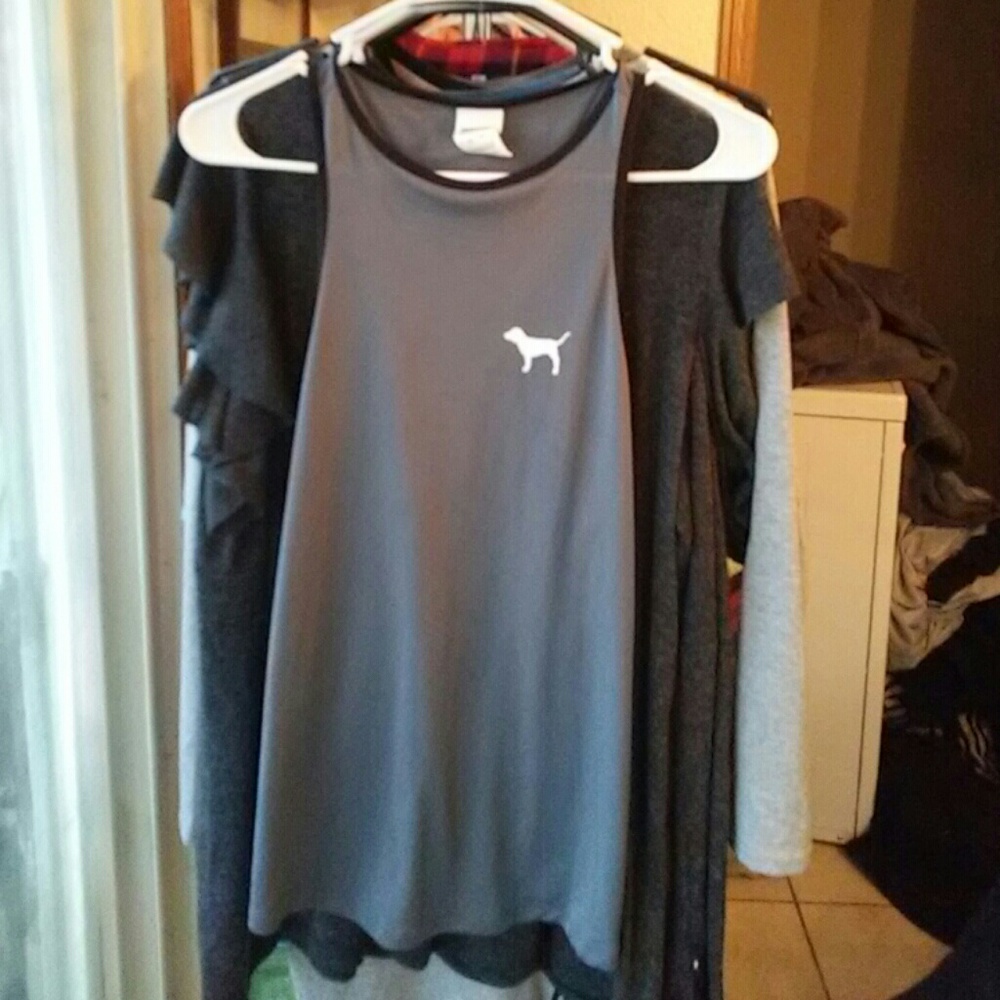 Gray n white n black tank top