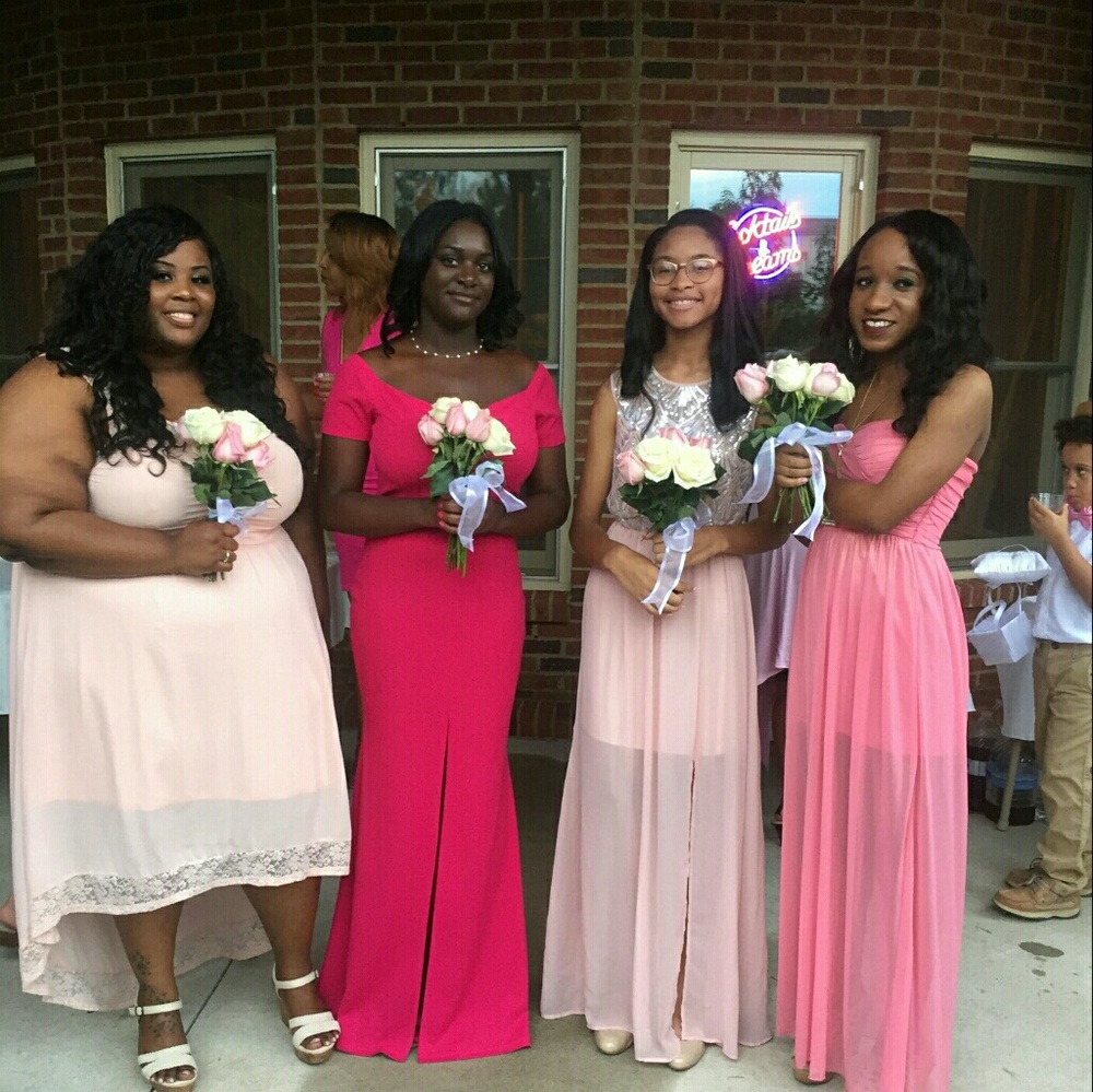 Pink high and low dress