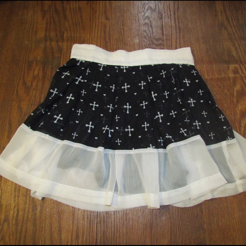 Flutterby White & Black Cross Skirt