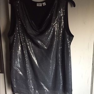 NWOT Silver/Black Sequin Tank