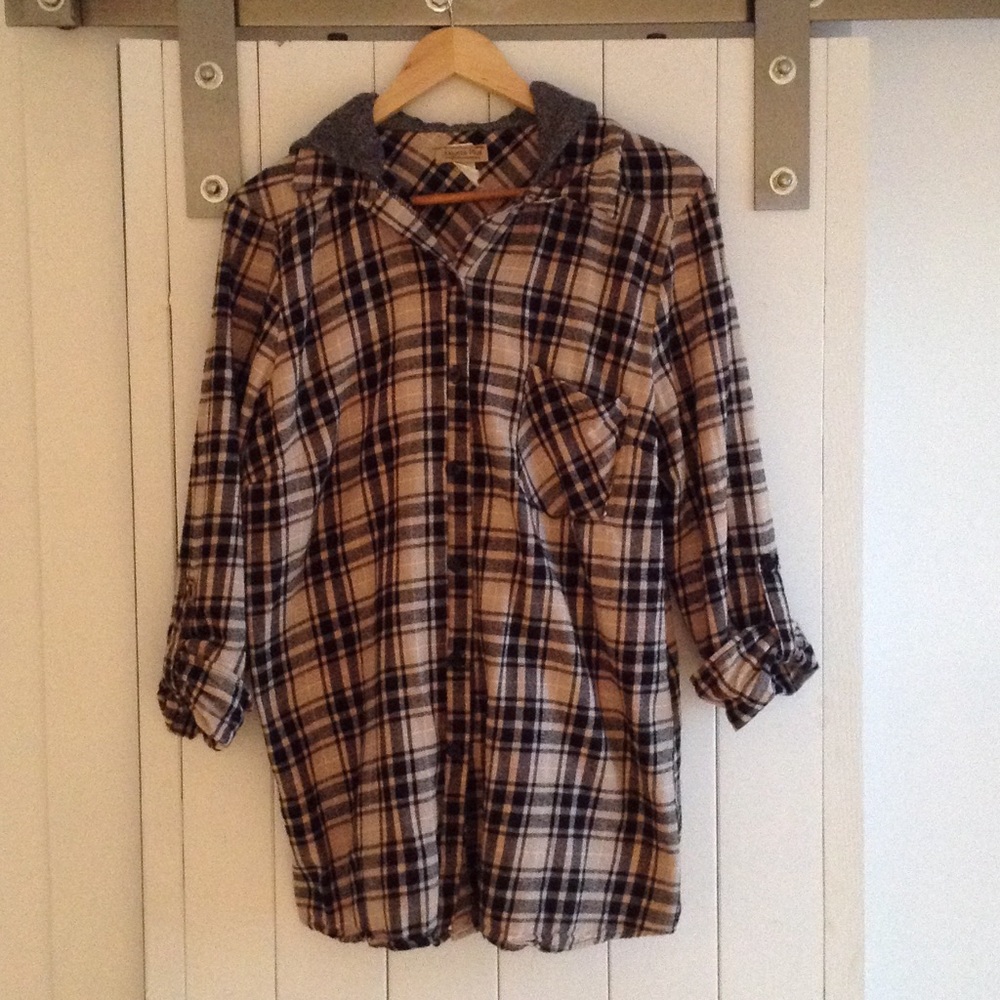 Hooded flannel shirt