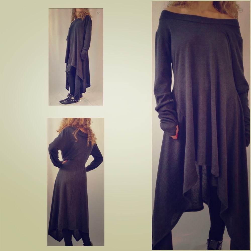 Off the shoulder gray tunic