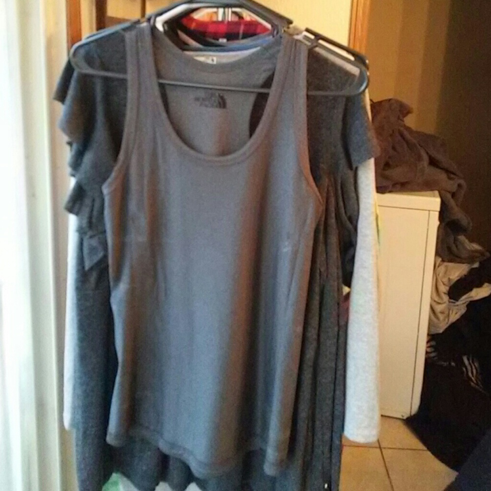 Brand new North face Gray and black stripe tank