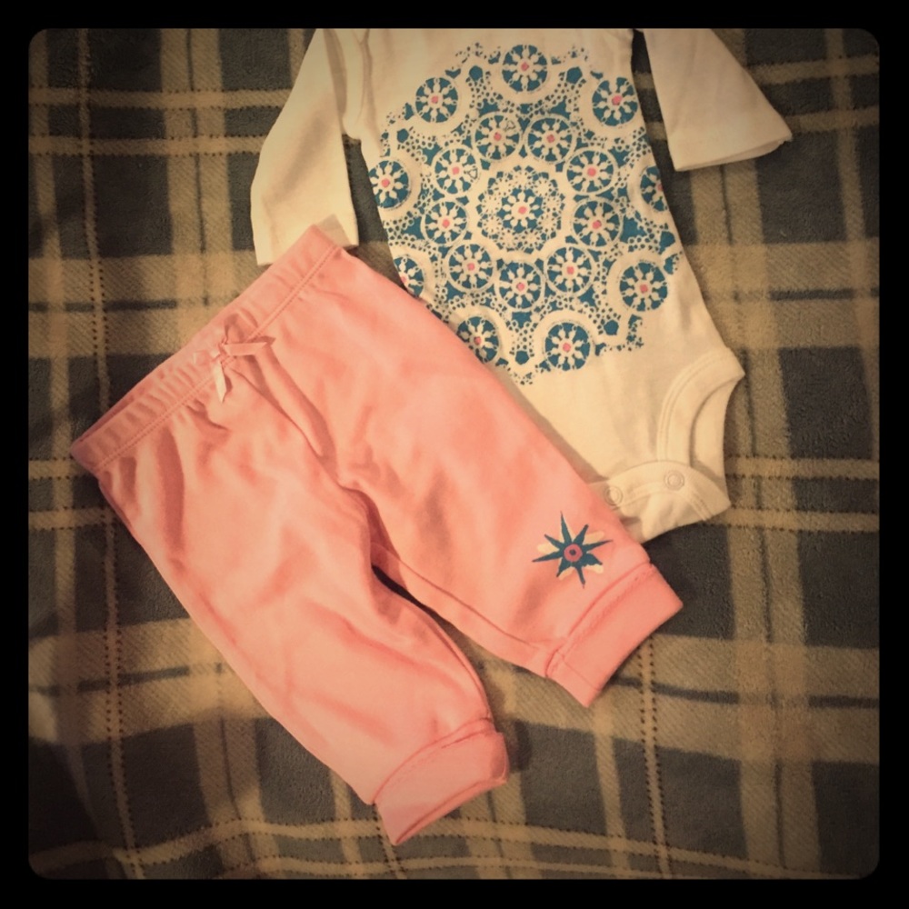 Matching Newborn Girl's Onsie Pants Outfit