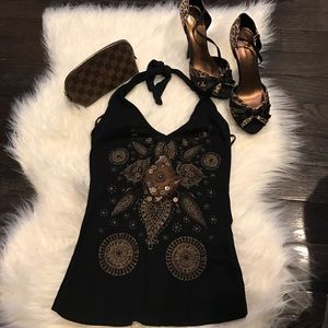 Tribal print halter top