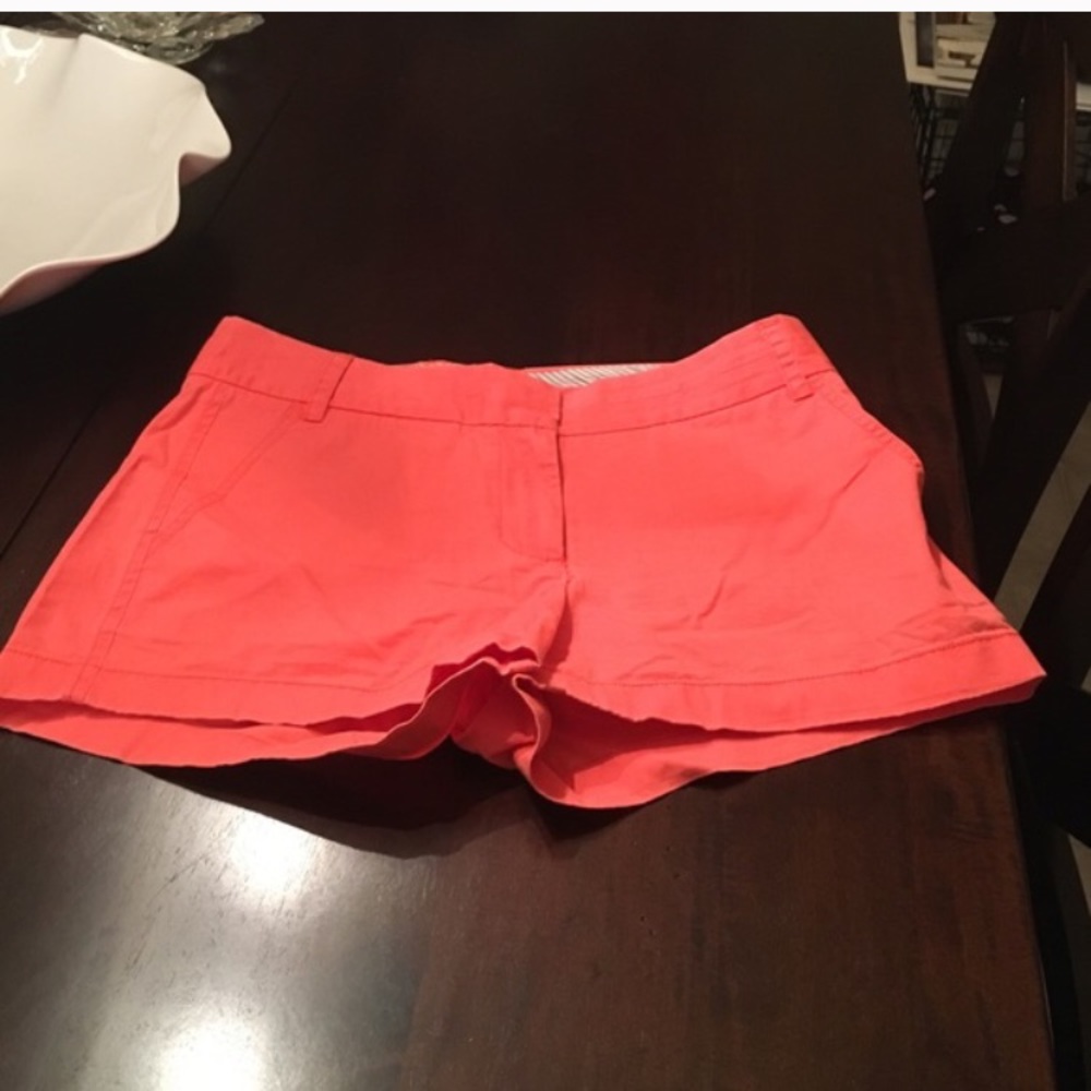 J crew neon orange/pink chino shorts