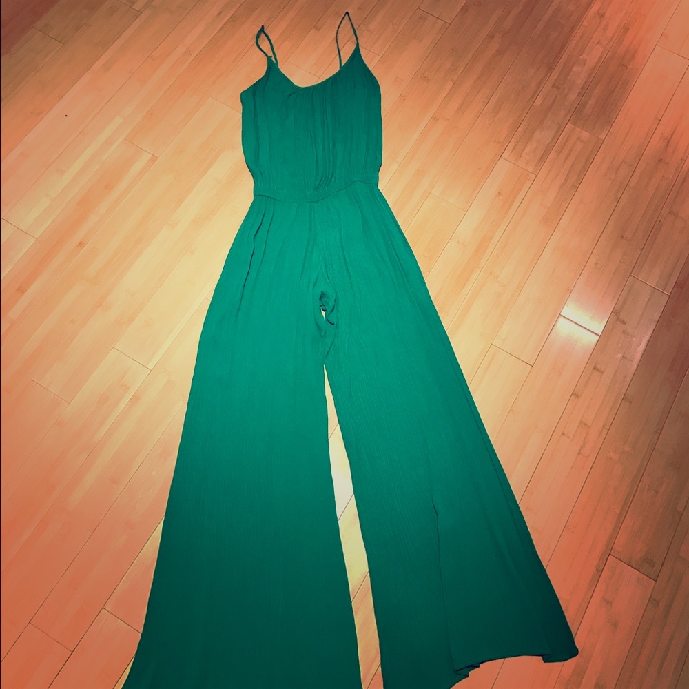 Crepe green one piece jumper