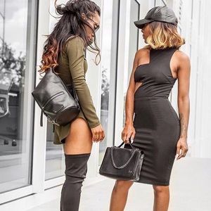 Black mini dress with cut out detail