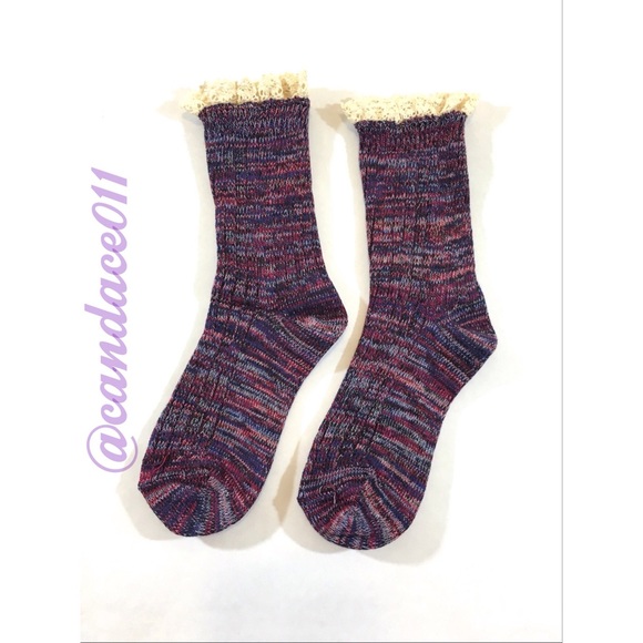 Lace Top Sock (Purple) - Picture 2 of 4