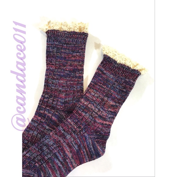 Lace Top Sock (Purple) - Picture 3 of 4