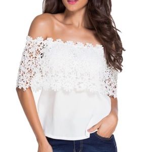 🔵Off the shoulder lace detailed top NWOT