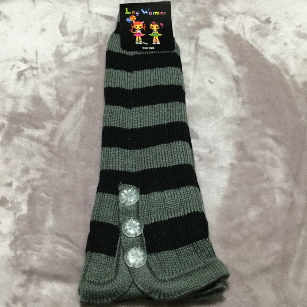 3 Button Multi Stripe Leg Warmers Boot Cuff Socks