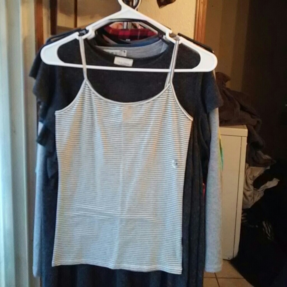 Gray n white stripe tank top