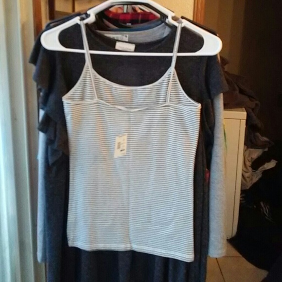 Gray n white stripe tank top - Picture 2 of 2