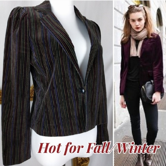 vintage Jackets & Blazers - Vintage Velvet Multi Stripe Blazer Jacket