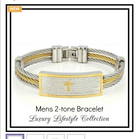 Inscribed Cable Bangle Bracelets Masculine Style - Picture 2 of 4