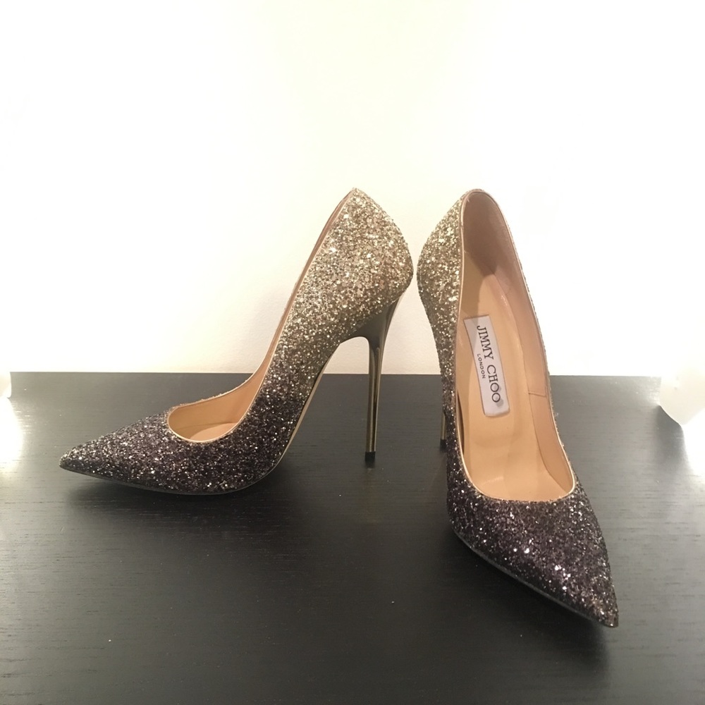 Authentic Jimmy Choo glitter pumps