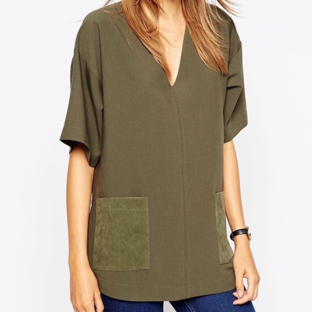 ASOS Plunge Green Kimono Top