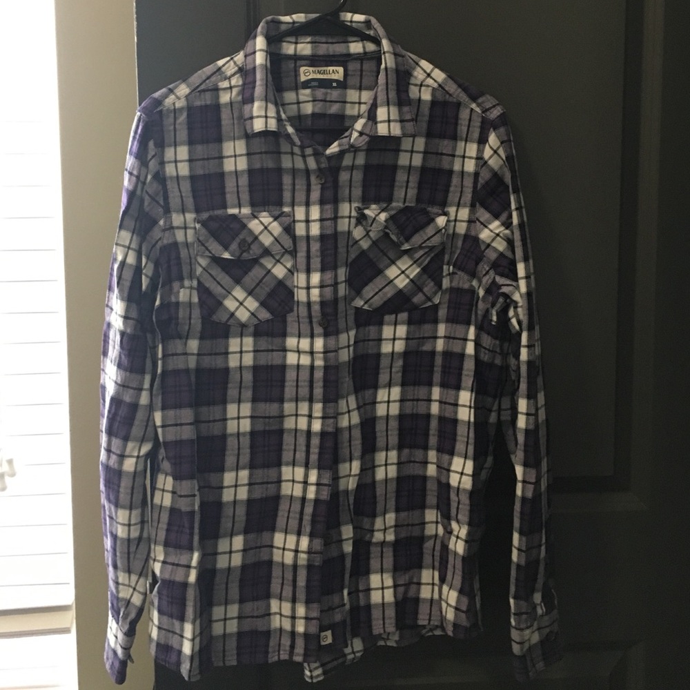 Purple and white plan flannel