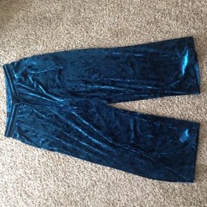 Urban Outfitters crushed velvet blue trousers