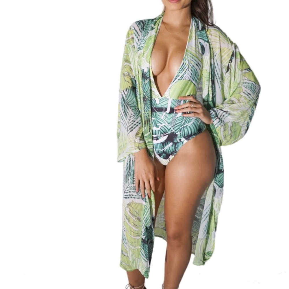 Tropical Print Swimsuit Coverup