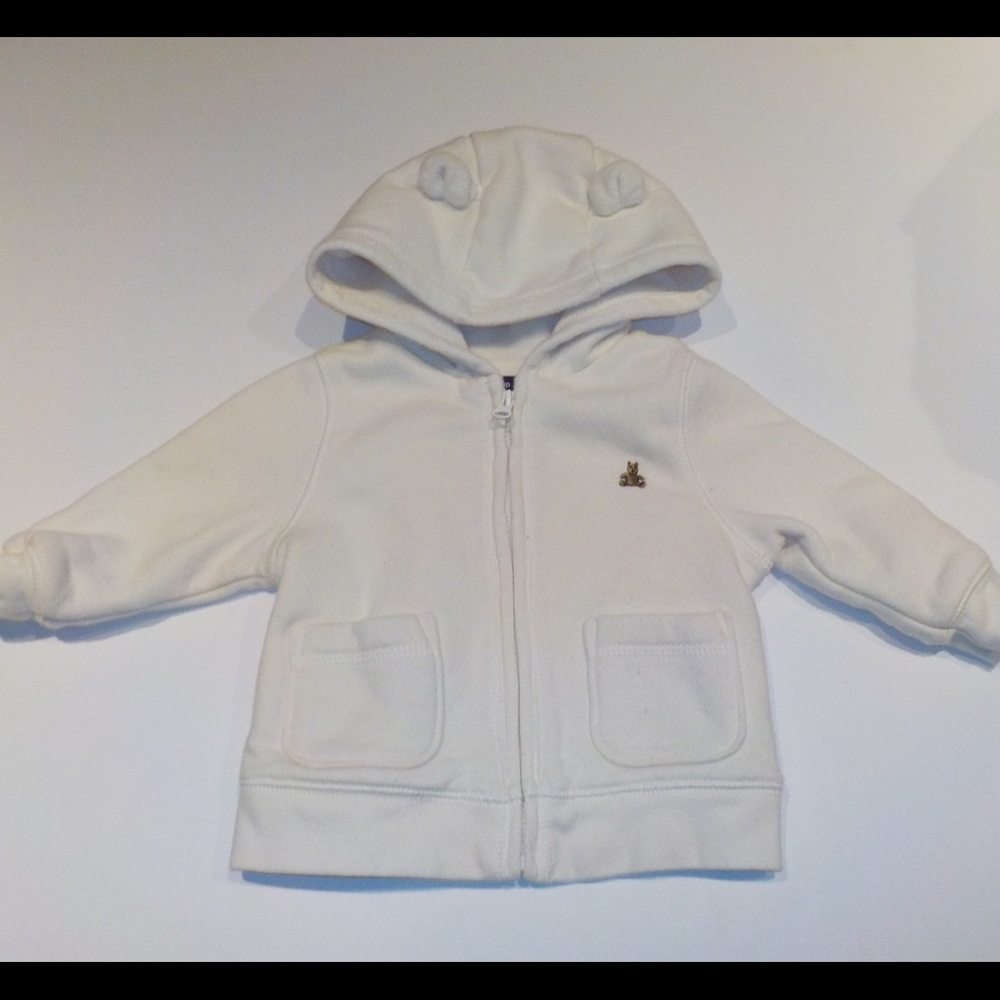 Baby 6-12m Beige Bear Zip up sweater hoodie