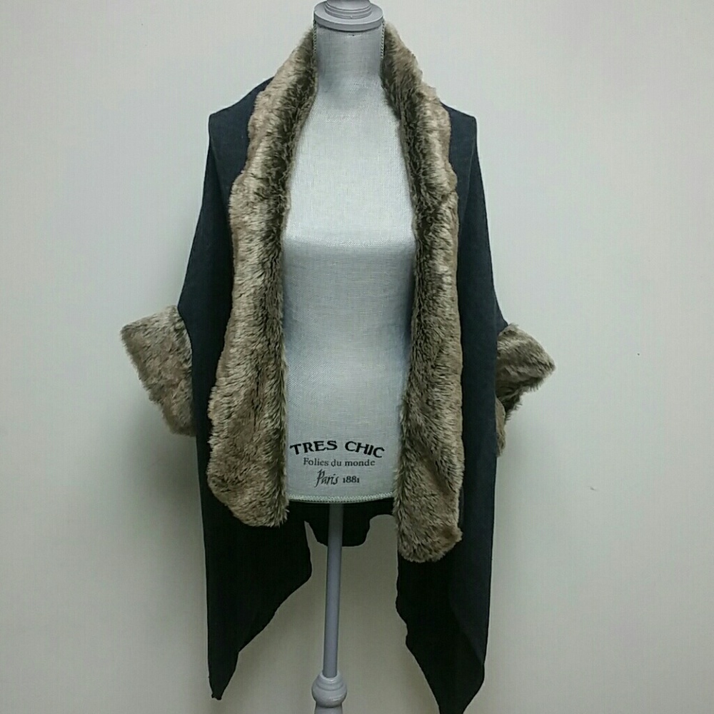 Blue Faux Fur Cape
