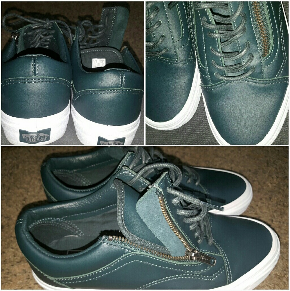 Vans! NWOT Leather side-zip in rich hunter green - Picture 4 of 4