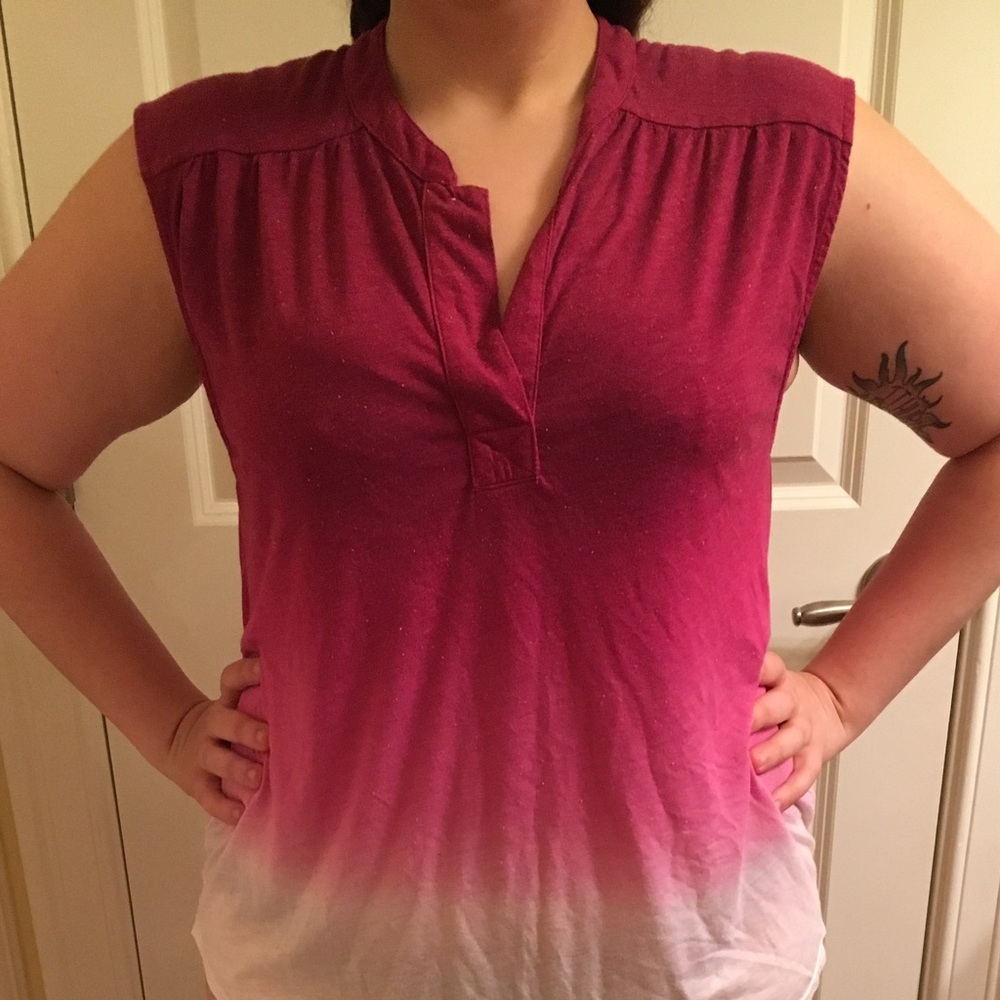 Calvin Klein Jeans brand, pink ombré v-neck