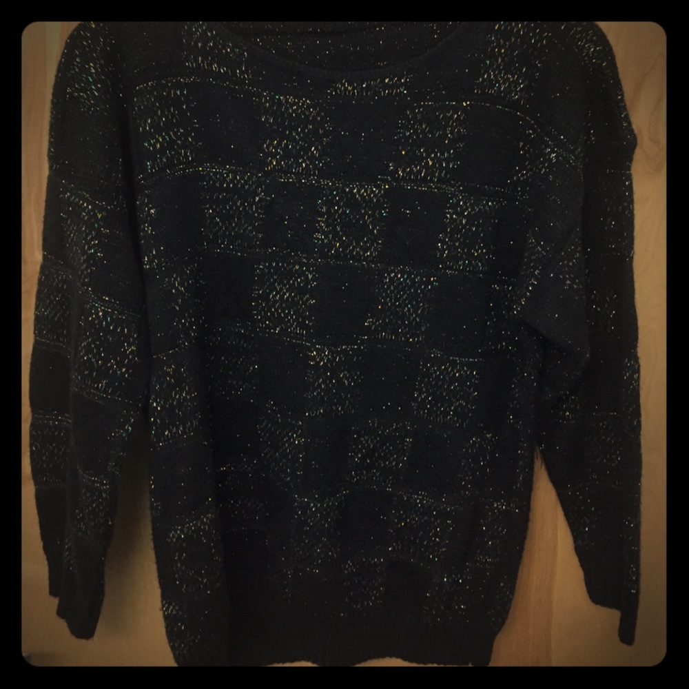 Vintage sparkly checkered black sweater