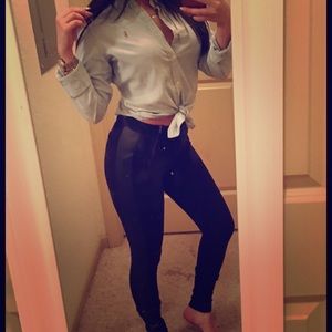 Black Leggings with zippers & faux leather