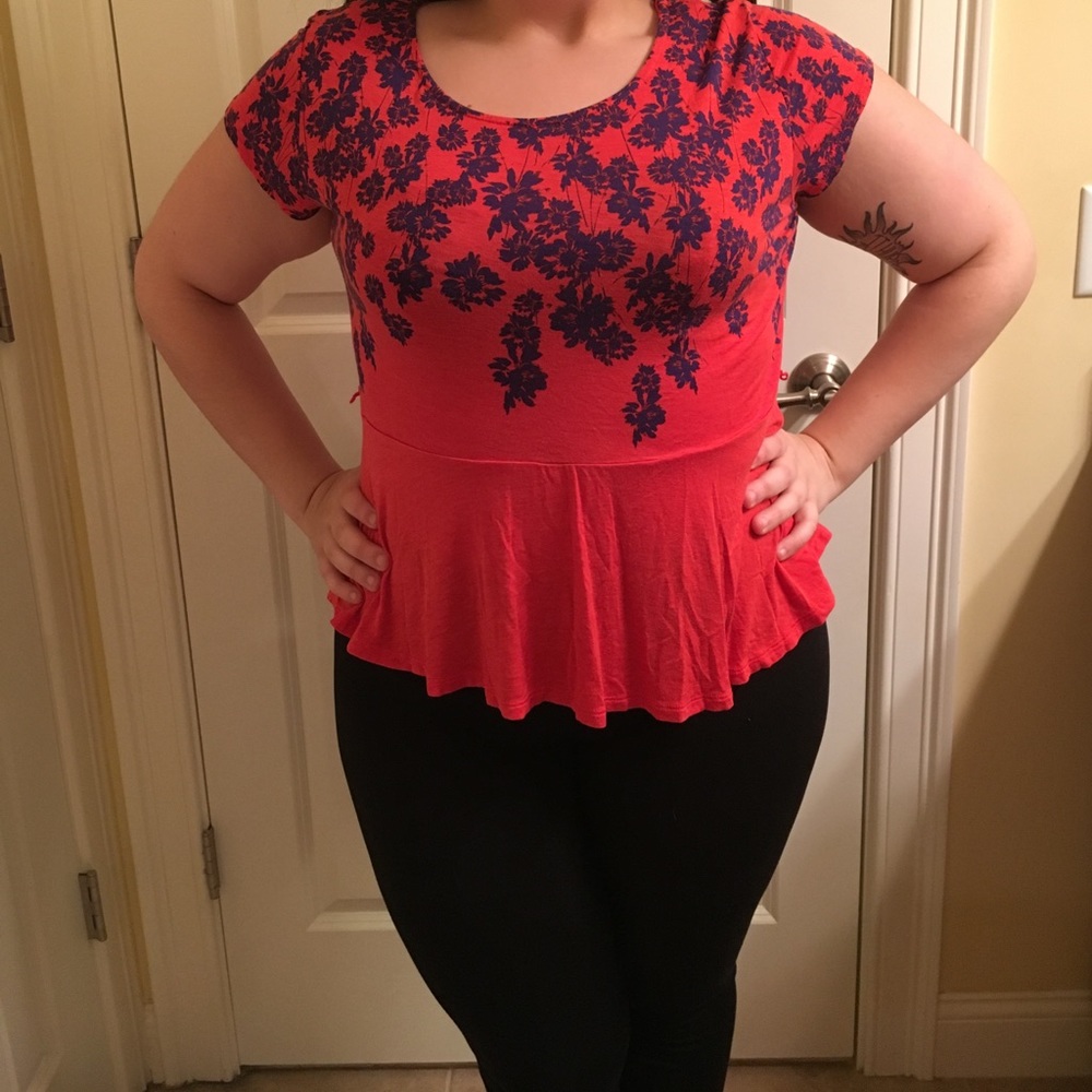 Red and navy blouse by Elle