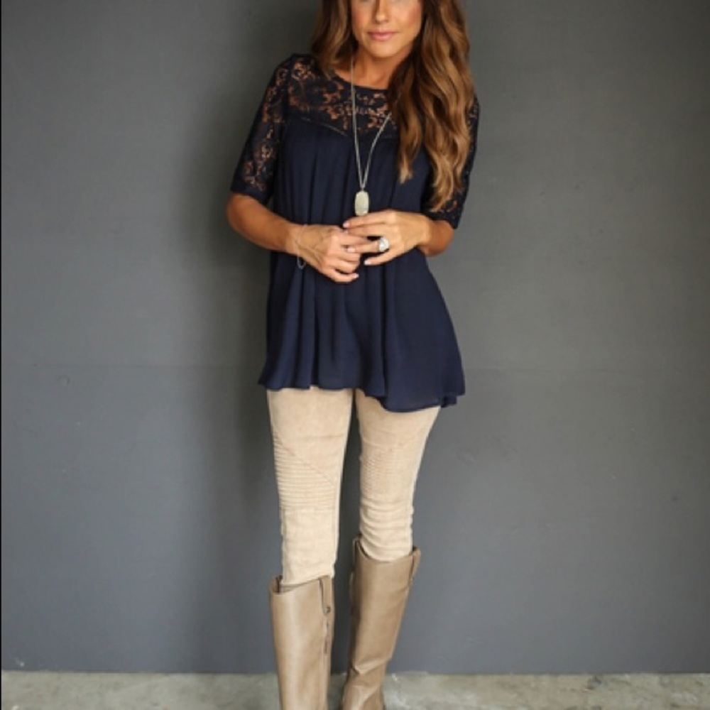 NEW!! 1 LEFT! Never Worn! Navy Criss Cross Back - Picture 3 of 4