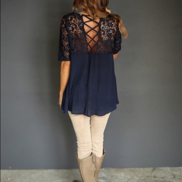 NEW!! 1 LEFT! Never Worn! Navy Criss Cross Back - Picture 4 of 4