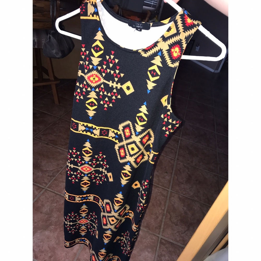 RACER BACK TRIBAL PRINT DRESS.