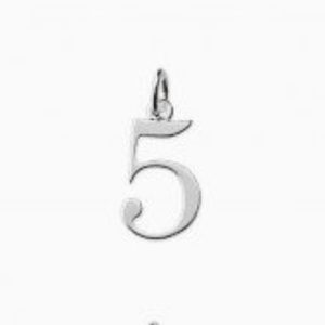Number "5" charm--sterling silver