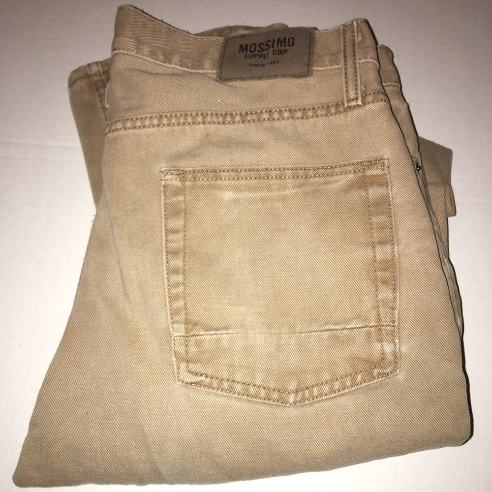 Men's mossimo straight tan jeans. 34/30