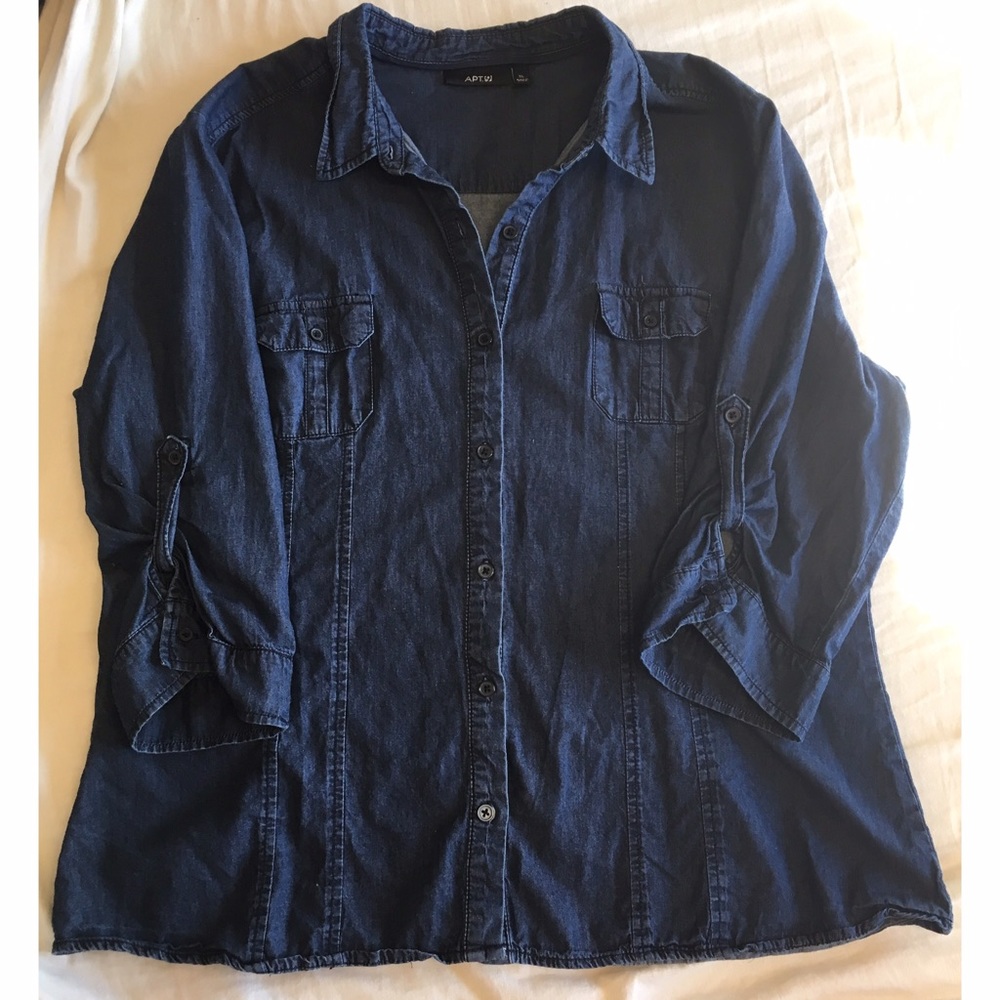Apt. 9 Denim Half Sleeve Button Up